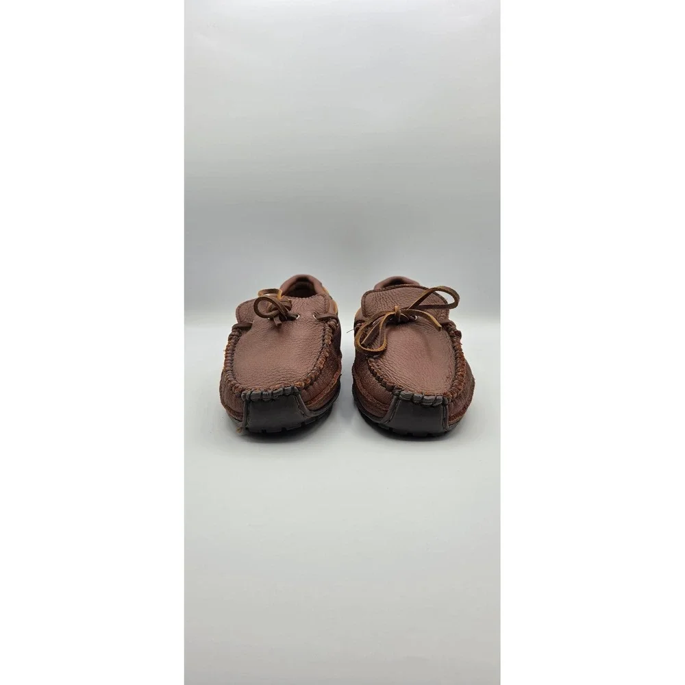 Minnetonka Moosehide Weekender Men's Moccasins 10 Carmel Brown Leather Loafers